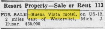 Buena Vista Motel - Oct 1953 Article - For Sale (newer photo)